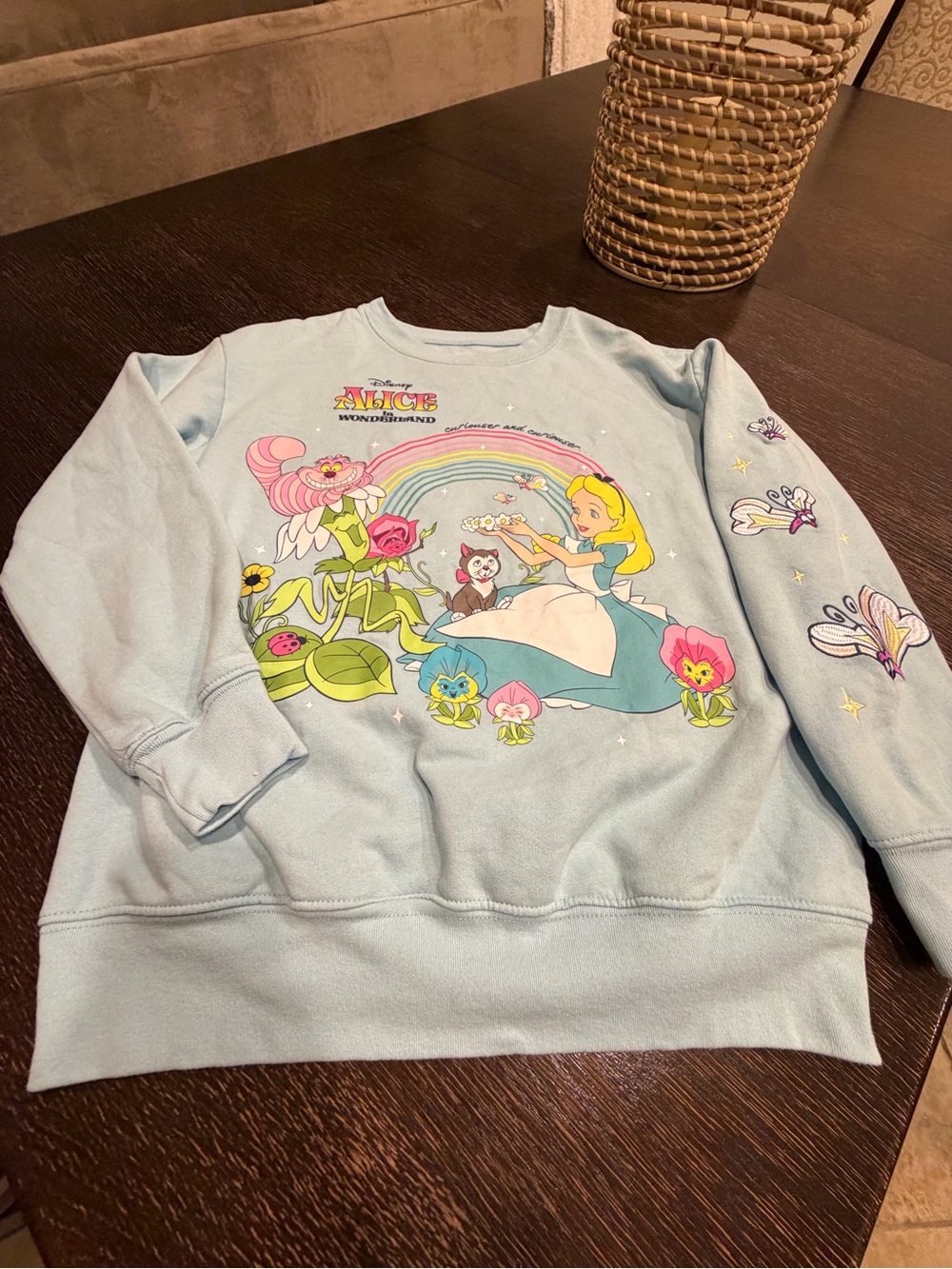 Disney Alice in Wonderland Light Blue Crewneck Sweater